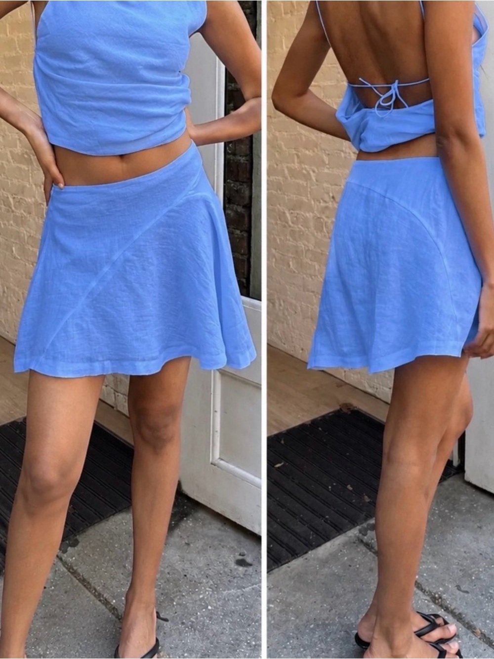 Faithful the Brand Linen Asymmetrical Mini Skirt